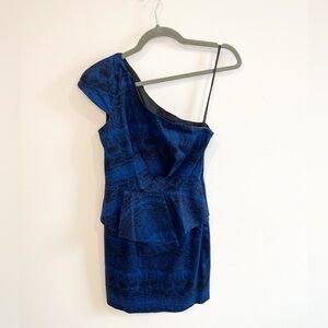Black Halo Elegant Blue One-Shoulder Dress Size 2